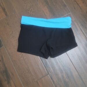 No Boundaries Black Shorts with Turquoise Fold-Over Waistband